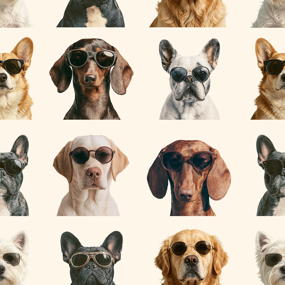 HaokHome Peel and Stick Wallpaper Cool Dog Sunglasses Wall Mural Removable Self Adhesive Whimsical Pet Wallpaper
