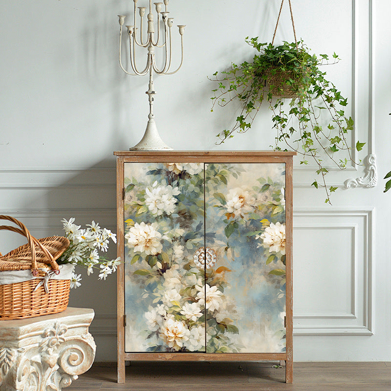 HaokHome Rustic White Floral Wallpaper Classic Elegance with a Vintage Touch