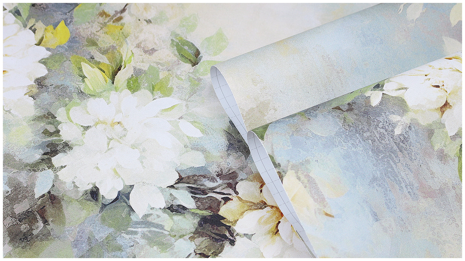 HaokHome Rustic White Floral Wallpaper Classic Elegance with a Vintage Touch