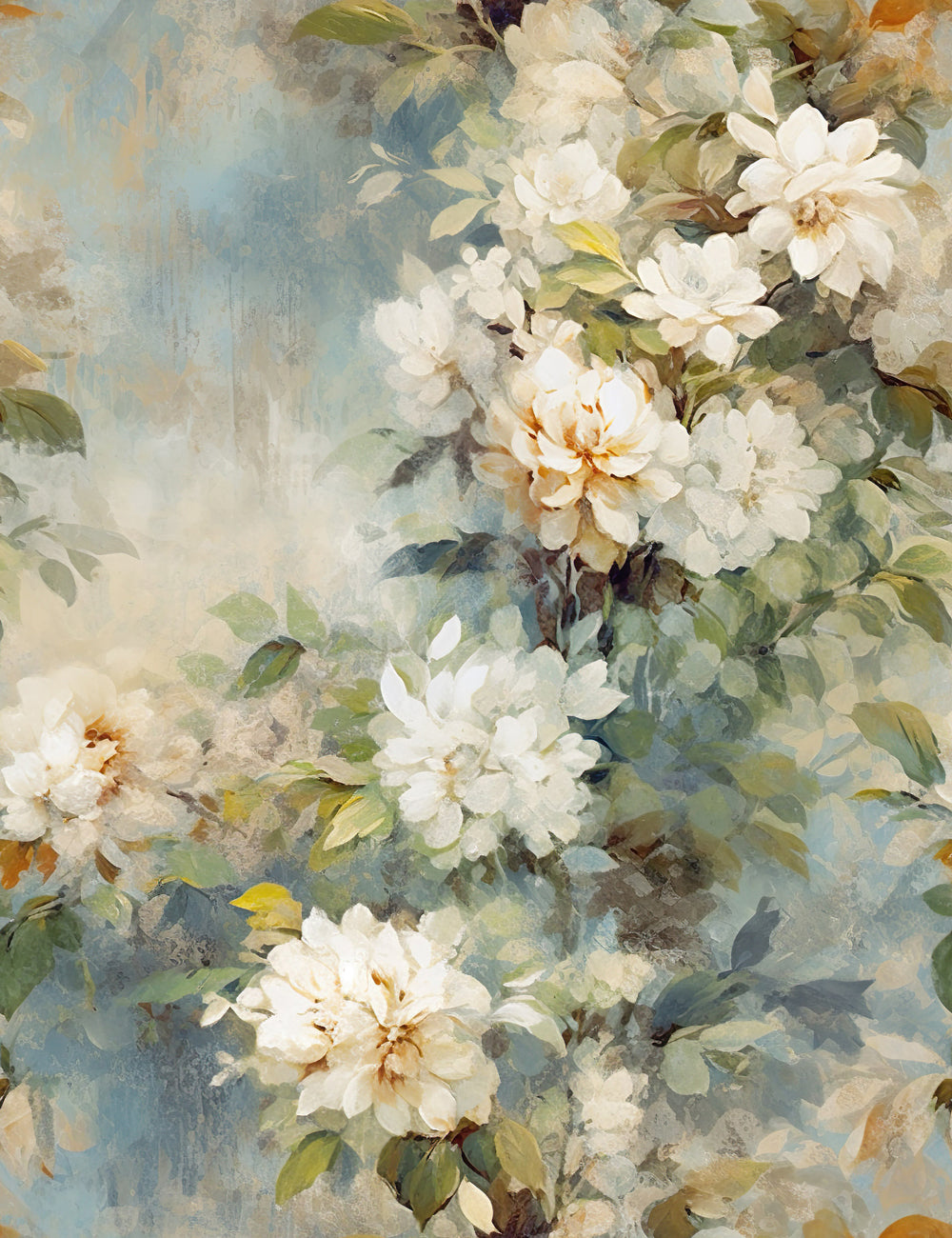 HaokHome Rustic White Floral Wallpaper Classic Elegance with a Vintage Touch