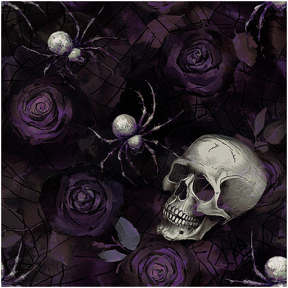 HaokHome Spider and Rose Watercolor Wallpaper Elegant Purple Spiders and Roses on Soft Web Background