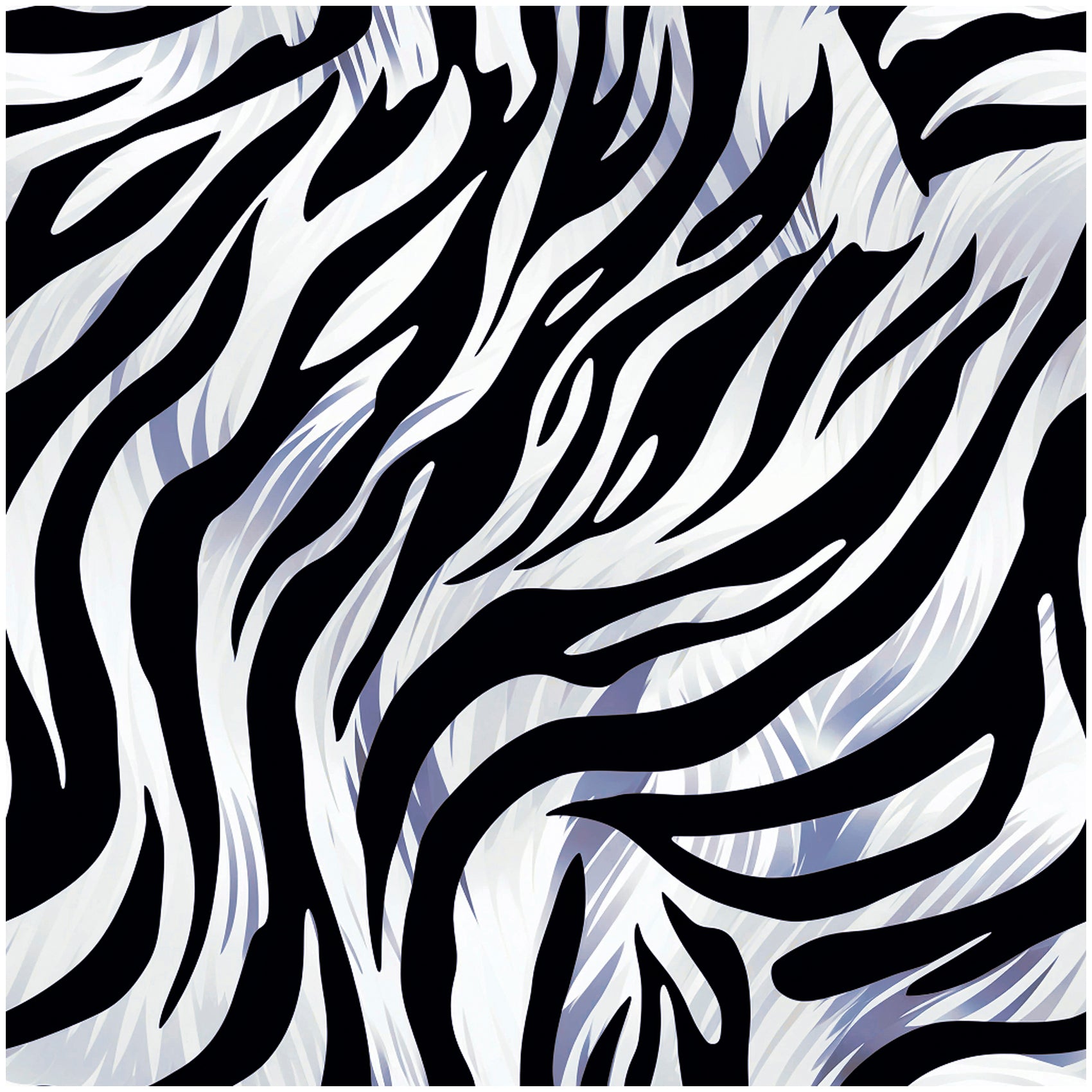 HaokHome Stylish Zebra Print Wallpaper Black, White, and Silver Stripes for a Modern Look