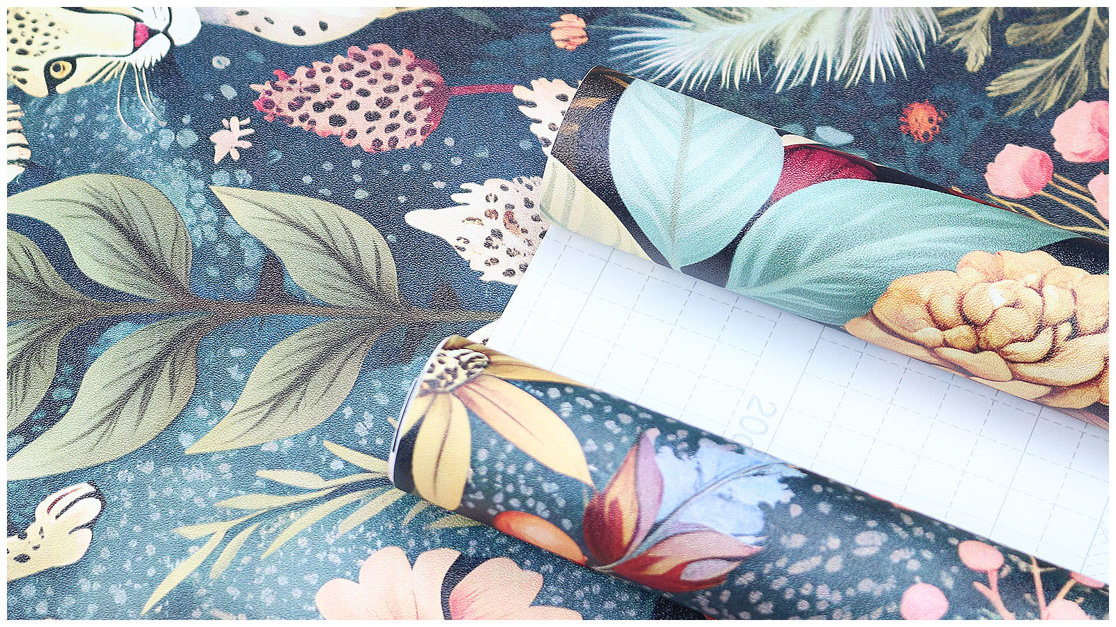 HaokHome Tropical Leopard Animal Forest Peel and Stick Wallpaper - Removable Vinyl DIY Decor