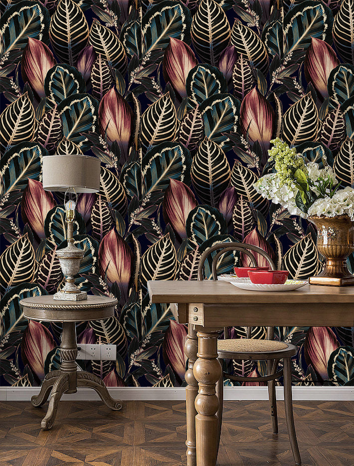 HaokHome Tropical Palm Leaf Wallpaper Lush Greenery for a Refreshing Indoor Oasis