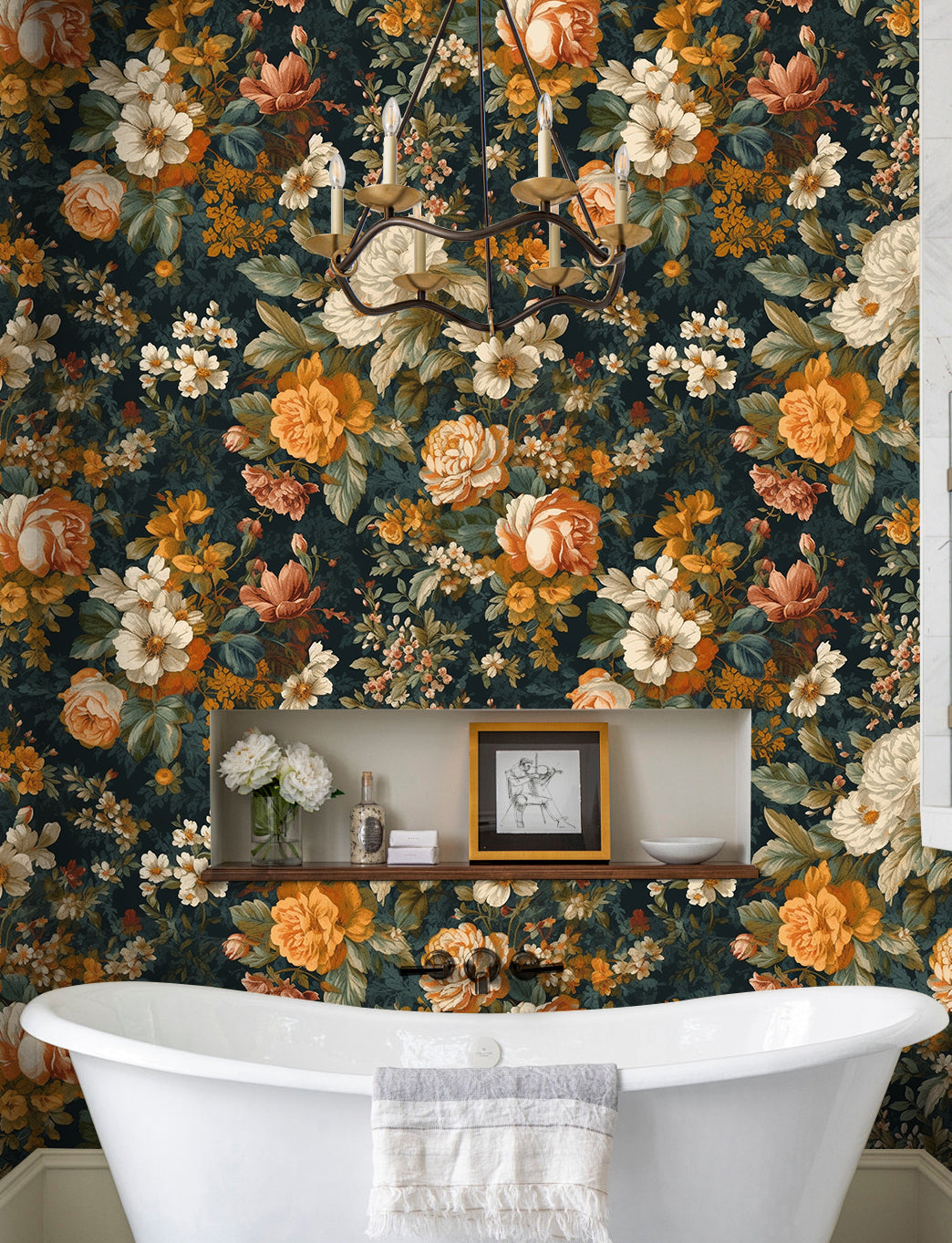 HaokHome Vintage Floral Wallpaper - Peel and Stick Removable Botanical Decor for Elegant Spaces