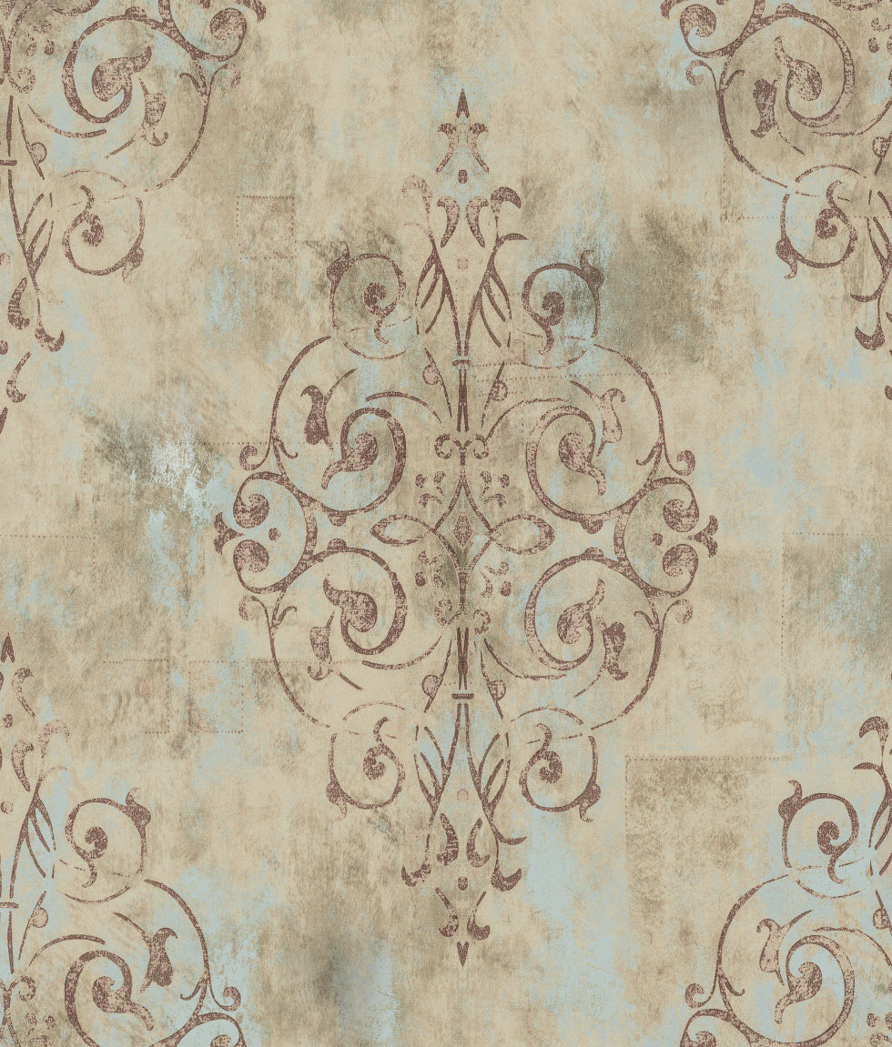 HaokHome Vintage French Damask Peel & Stick Brown Vinyl Self Adhesive Wall Paper Design for Walls