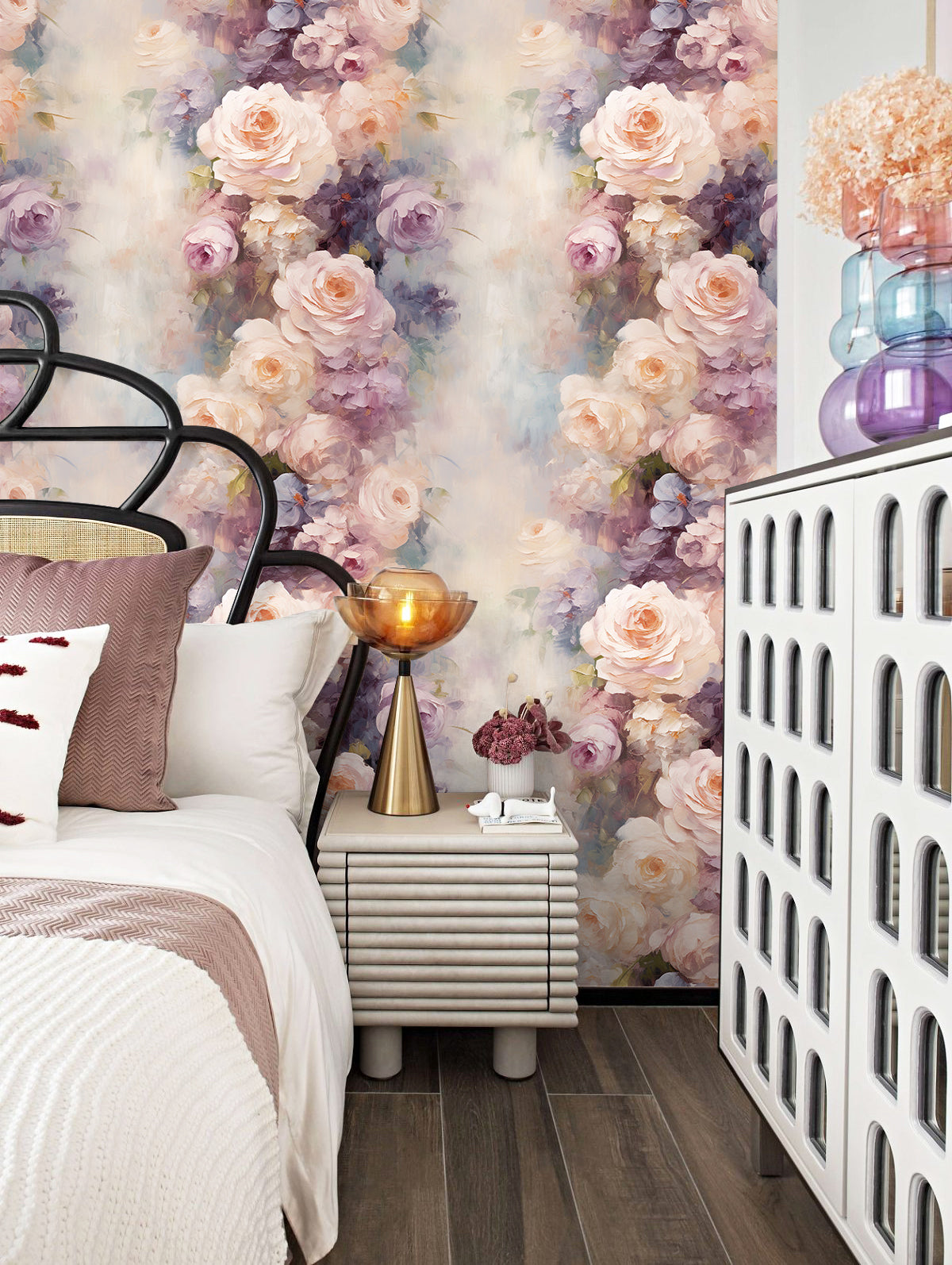 HaokHome Vintage Rose Garden Wallpaper Romantic Floral Art for Timeless Interiors