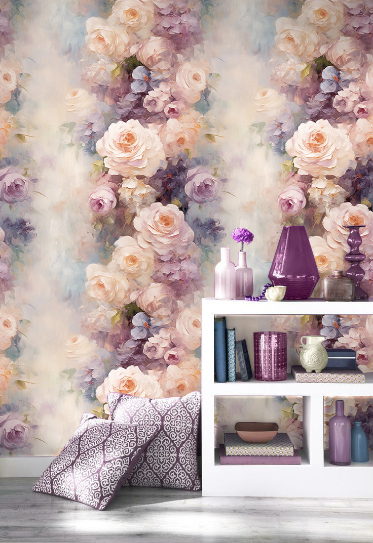 HaokHome Vintage Rose Garden Wallpaper Romantic Floral Art for Timeless Interiors