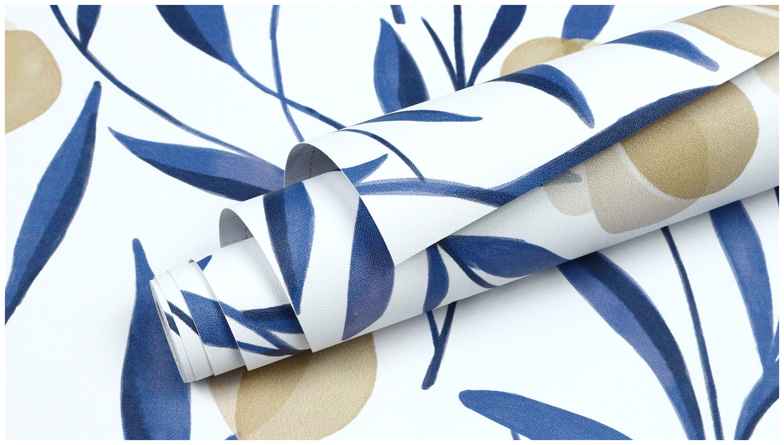 HaokHome Wallpaper Peel and Stick Botanical Floral Blue/Beige Minimalist Wall Decor Removable Mural for Bedroom & Living Room