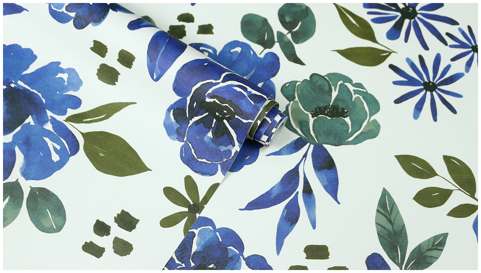 HaokHome Wallpaper Peel and Stick Botanical Floral Blue/Green Wall Decor Removable Mural for Bedroom & Living Room