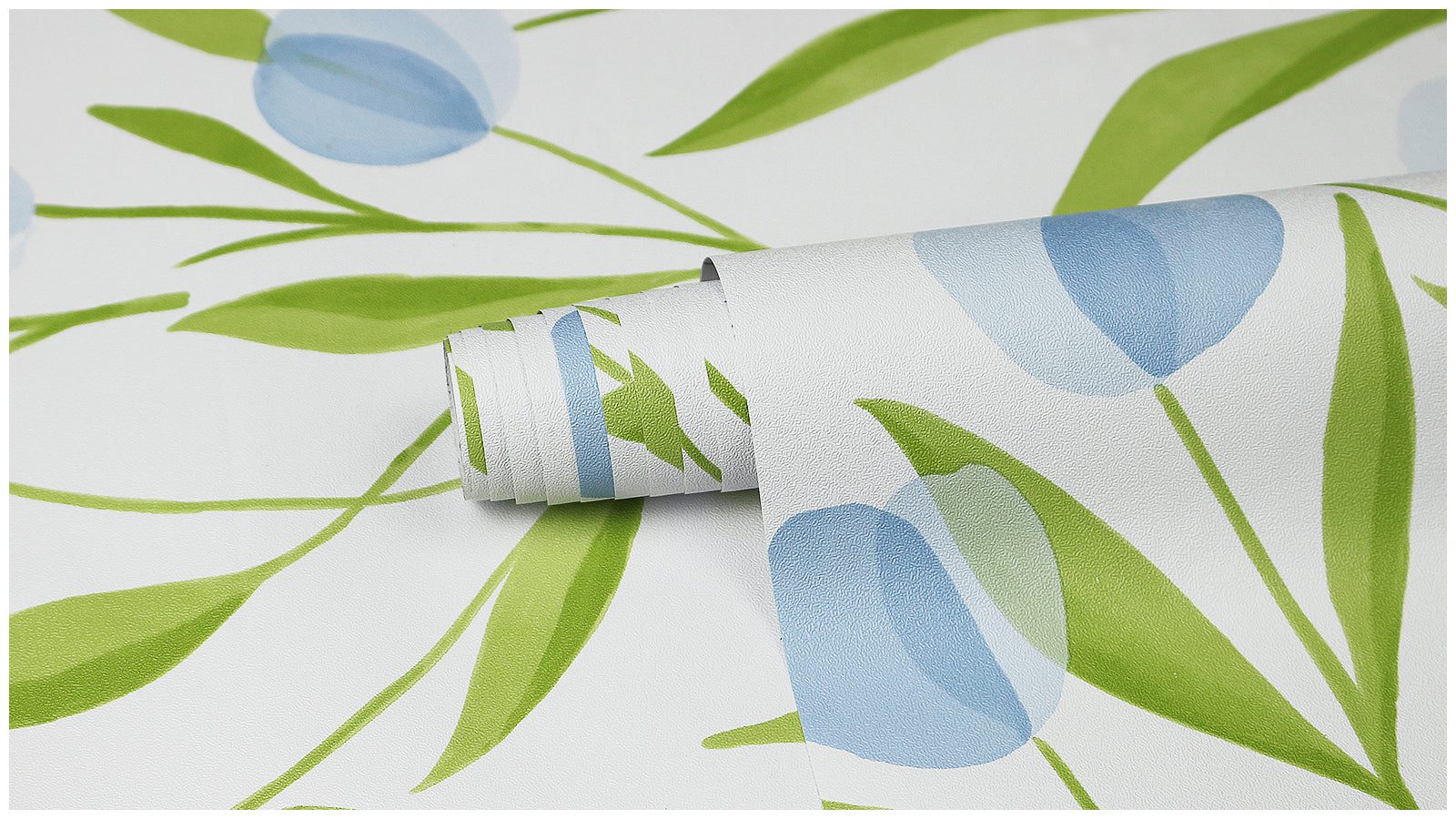 HaokHome Wallpaper Peel and Stick Botanical Floral Green/Blue Minimalist Wall Decor Removable Mural for Bedroom & Living Room