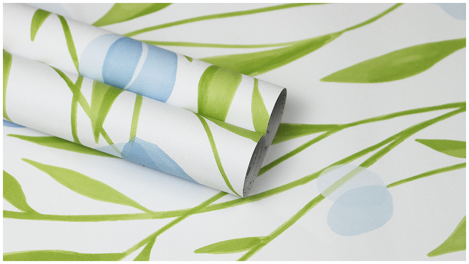 HaokHome Wallpaper Peel and Stick Botanical Floral Green/Blue Minimalist Wall Decor Removable Mural for Bedroom & Living Room