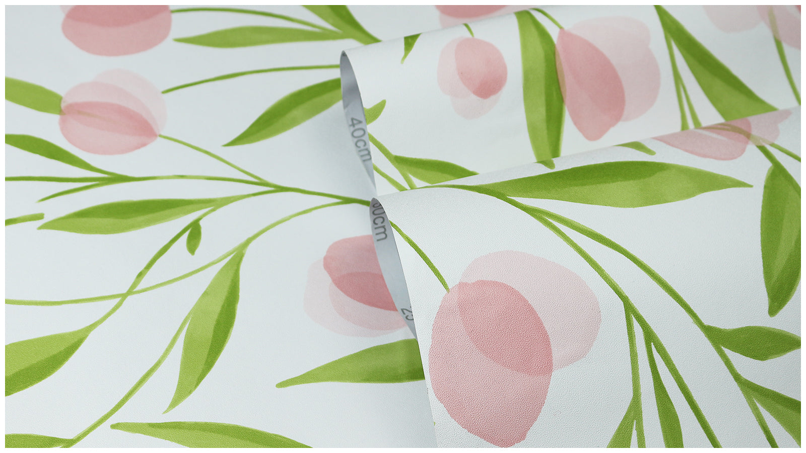 HaokHome Wallpaper Peel and Stick Botanical Floral Green/Pink Minimalist Wall Decor Removable Mural for Bedroom & Living Room