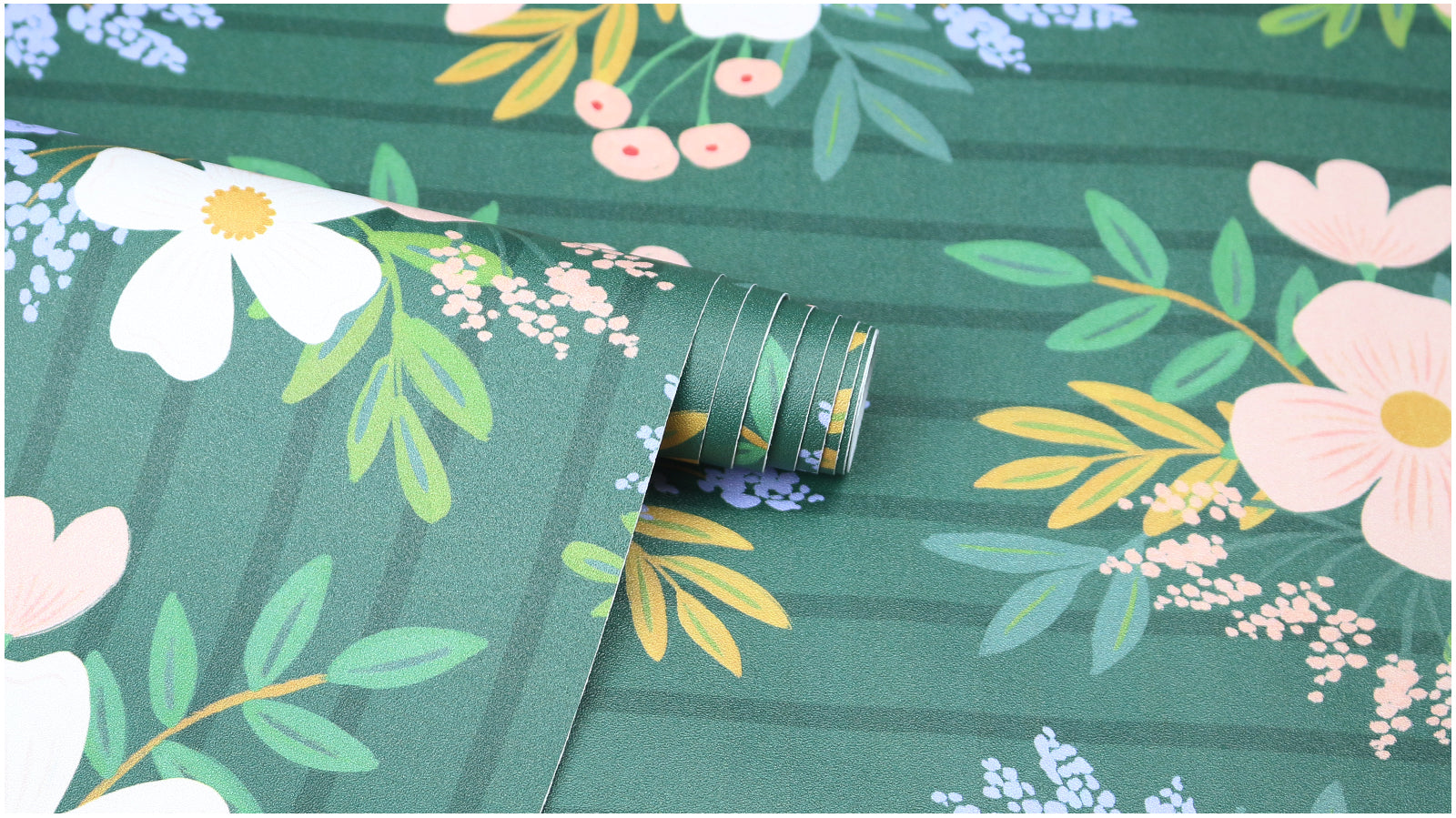 HaokHome Wallpaper Peel and Stick Botanical Floral Green/Pink/White Rustic Wall Decor Removable Mural for Bedroom & Living Room