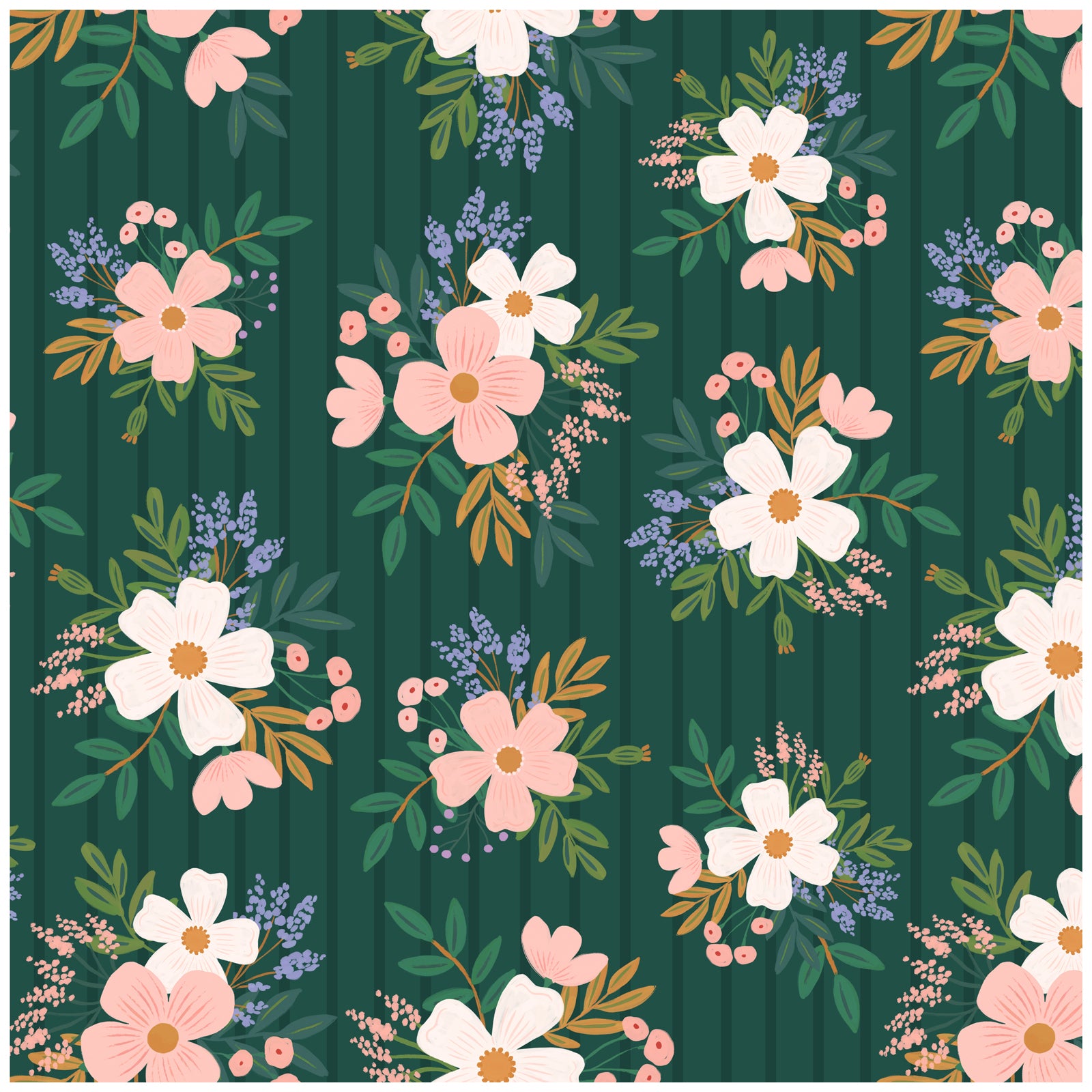 HaokHome Wallpaper Peel and Stick Botanical Floral Green/Pink/White Rustic Wall Decor Removable Mural for Bedroom & Living Room