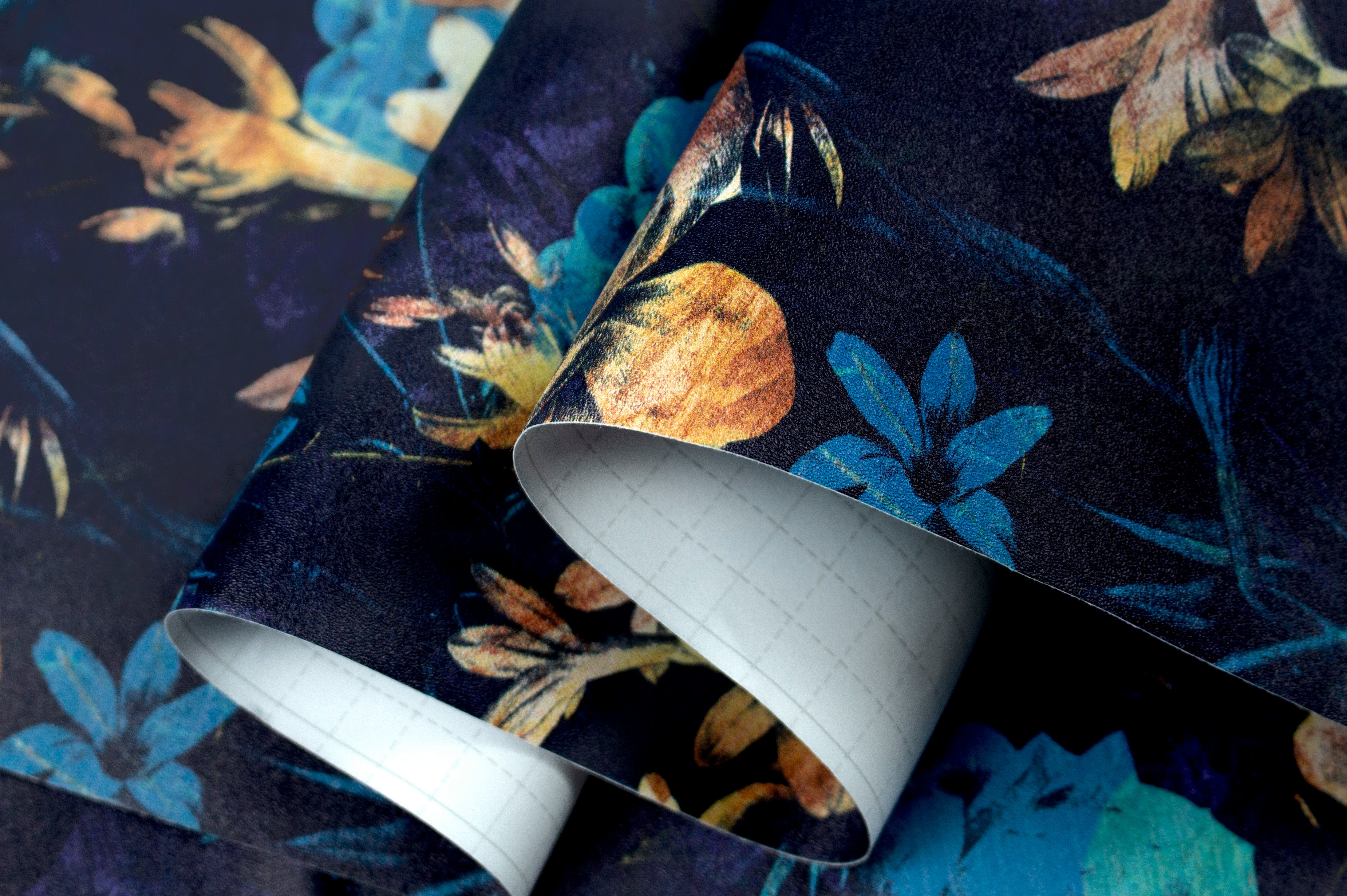 HaokHome Wallpaper Peel and Stick Botanical Floral Navy Blue/Gold Wall Decor Removable Mural for Bedroom & Living Room