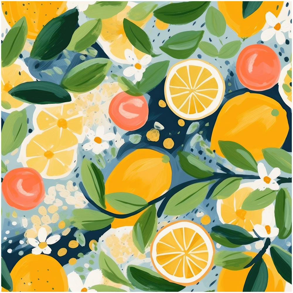 HaokHome Wallpaper Peel and Stick Citrus Fruits and Leaves Wall Decor in Yellow, Orange & Green Removable Mural