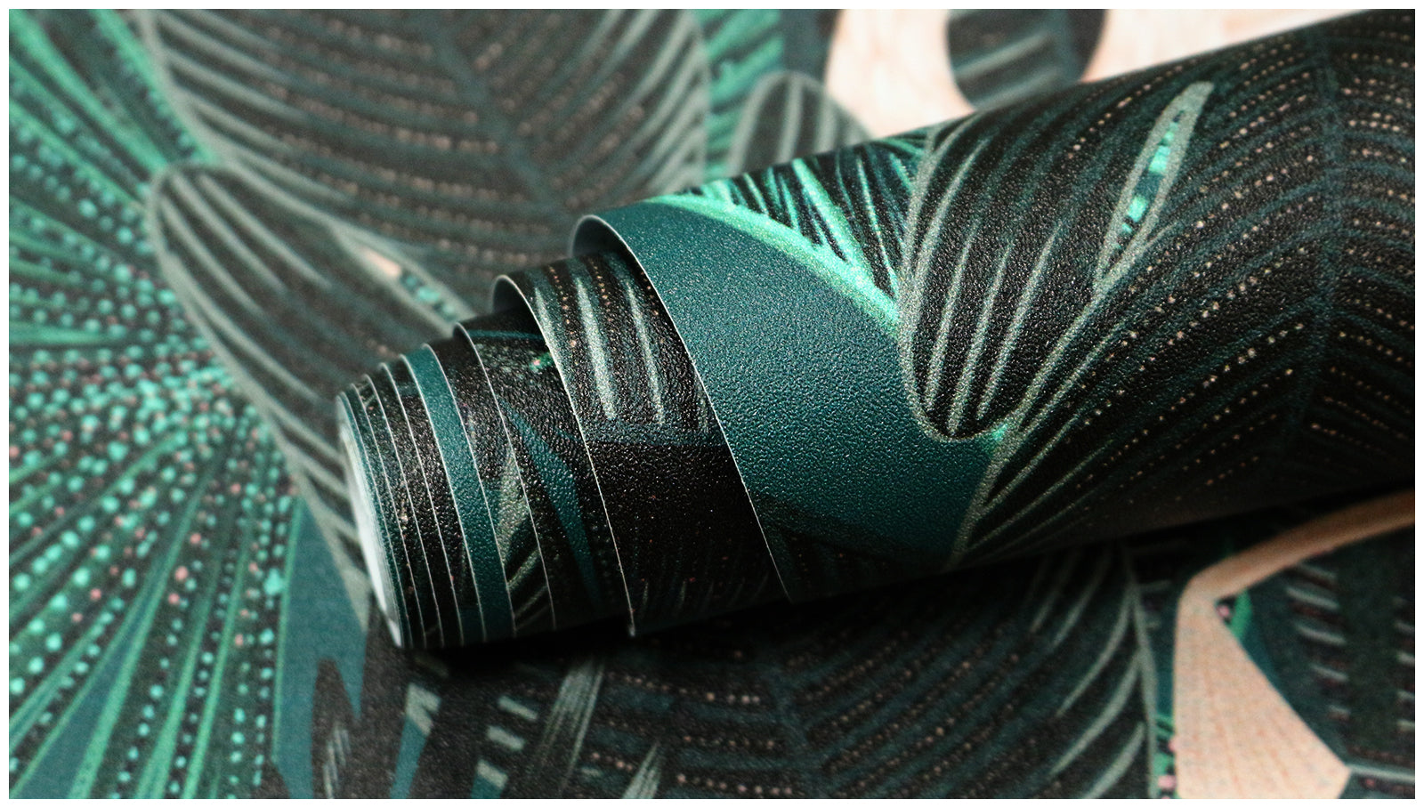 HaokHome Wallpaper Peel and Stick Flamingo Tropical Green/Blush Wall Decor Bedroom Removable Mural