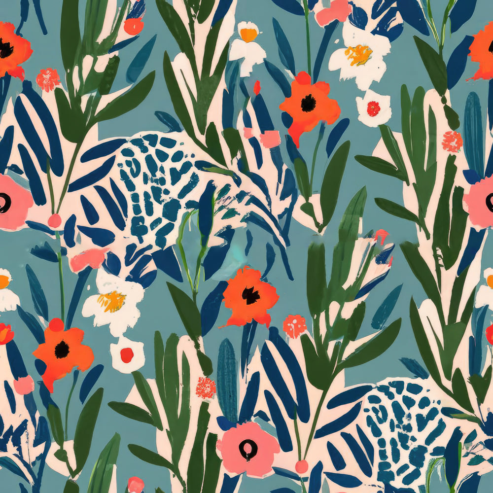 HaokHome Wallpaper Peel and Stick Floral Blue/Red/Green Abstract Wall Decor Removable Mural