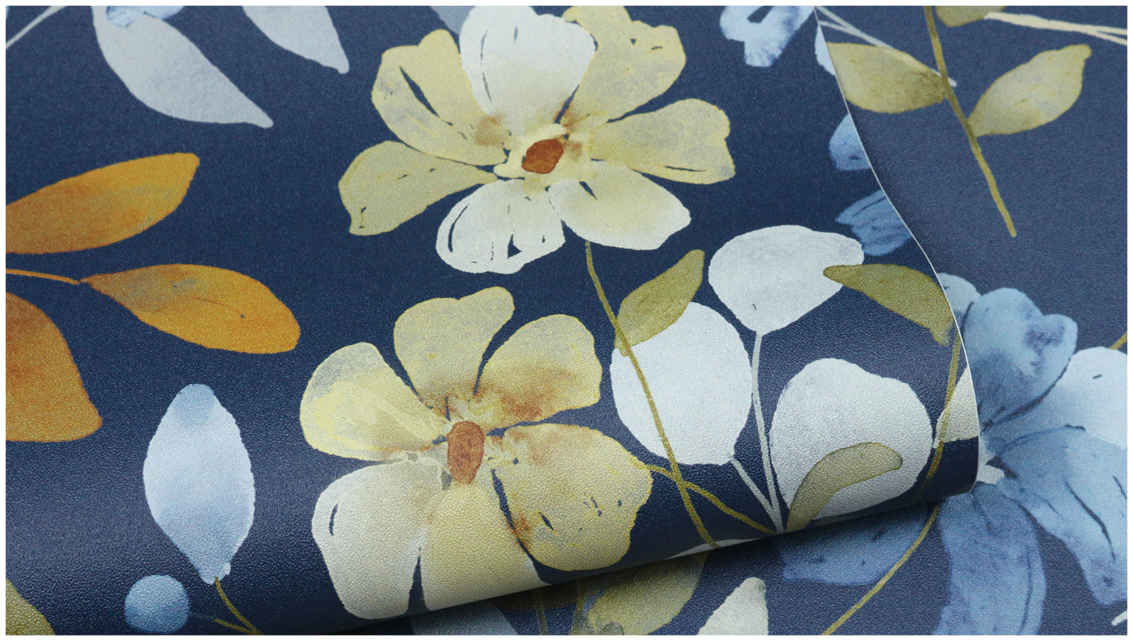 HaokHome Wallpaper Peel and Stick Floral Blue/Yellow/Green Watercolor Wall Decor Living Room Removable Mural