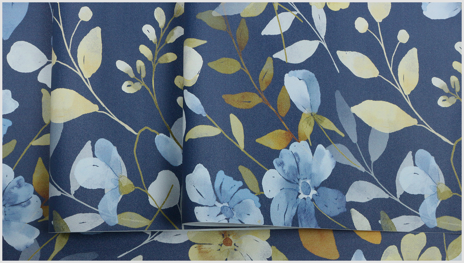 HaokHome Wallpaper Peel and Stick Floral Blue/Yellow/Green Watercolor Wall Decor Living Room Removable Mural