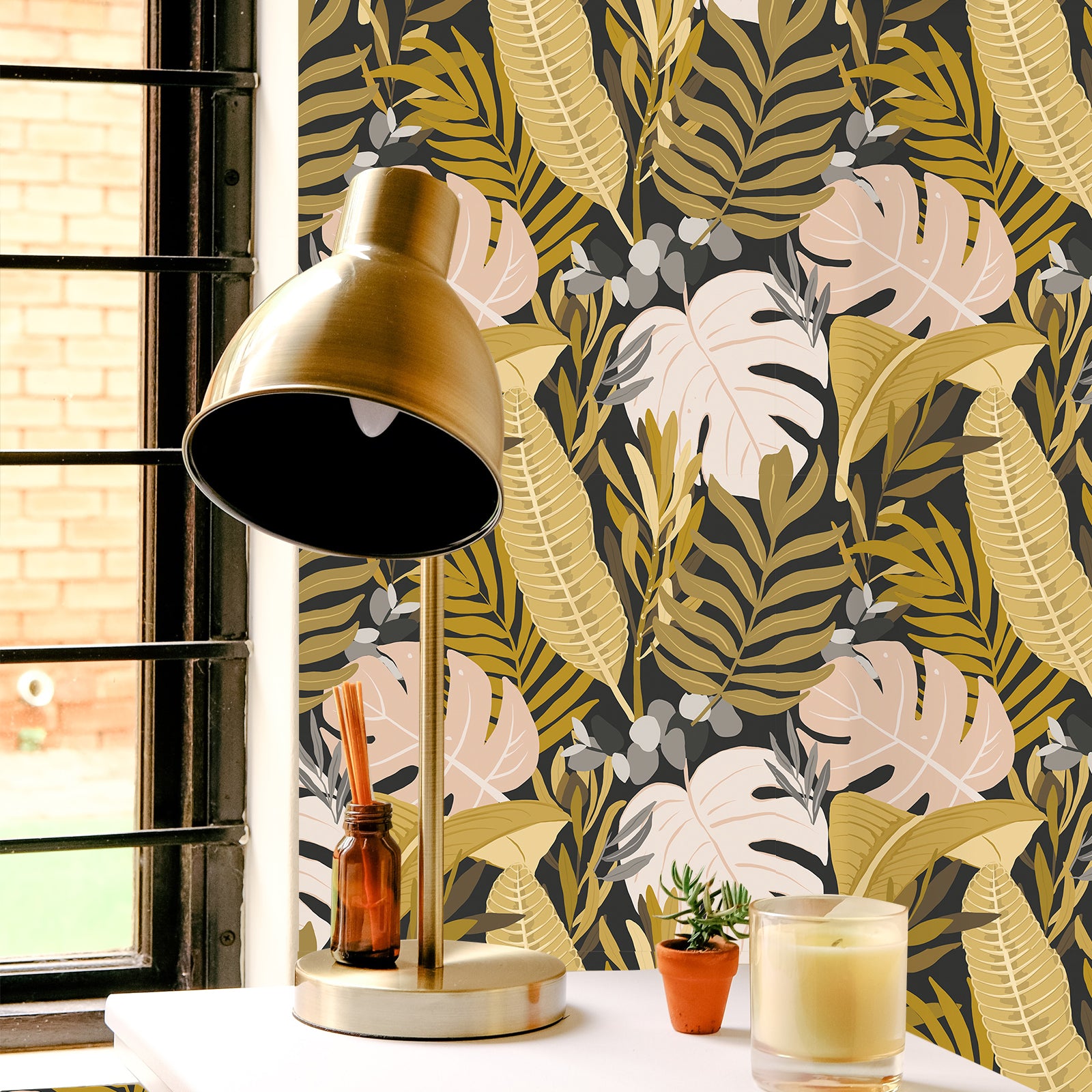 HaokHome Wallpaper Peel and Stick Floral Boho Pink/Yellow/Green Retro Wall Decor Living Room Removable Mural