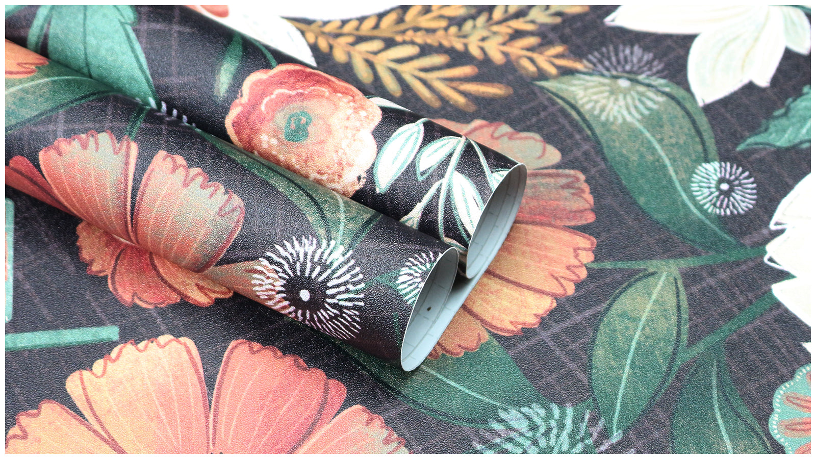 HaokHome Wallpaper Peel and Stick Floral Botanical Dark Brown/Beige/Green Retro Wall Decor Removable Mural for Bedroom & Living Room