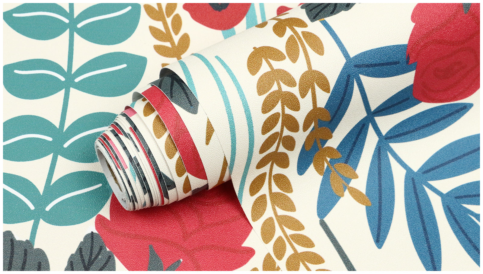 HaokHome Wallpaper Peel and Stick Floral Botanical Design Bright Modern Wall Decor for Living Room, Bedroom, or Nursery