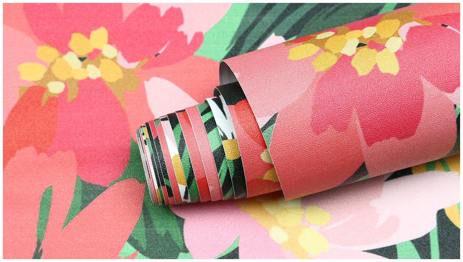 HaokHome Wallpaper Peel and Stick Floral Botanical Green/Pink/Blue Modern Wall Decor Removable Mural for Living Room & Kids' Room