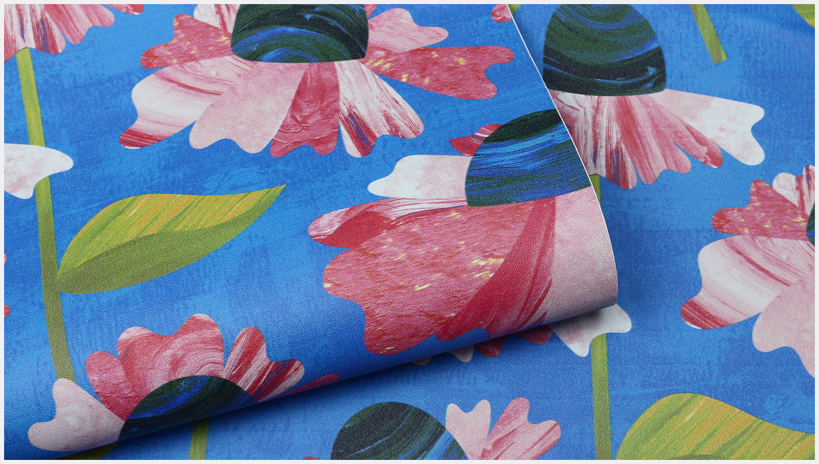 HaokHome Wallpaper Peel and Stick Floral Pink/Blue/Green Modern Wall Decor Living Room Removable Mural