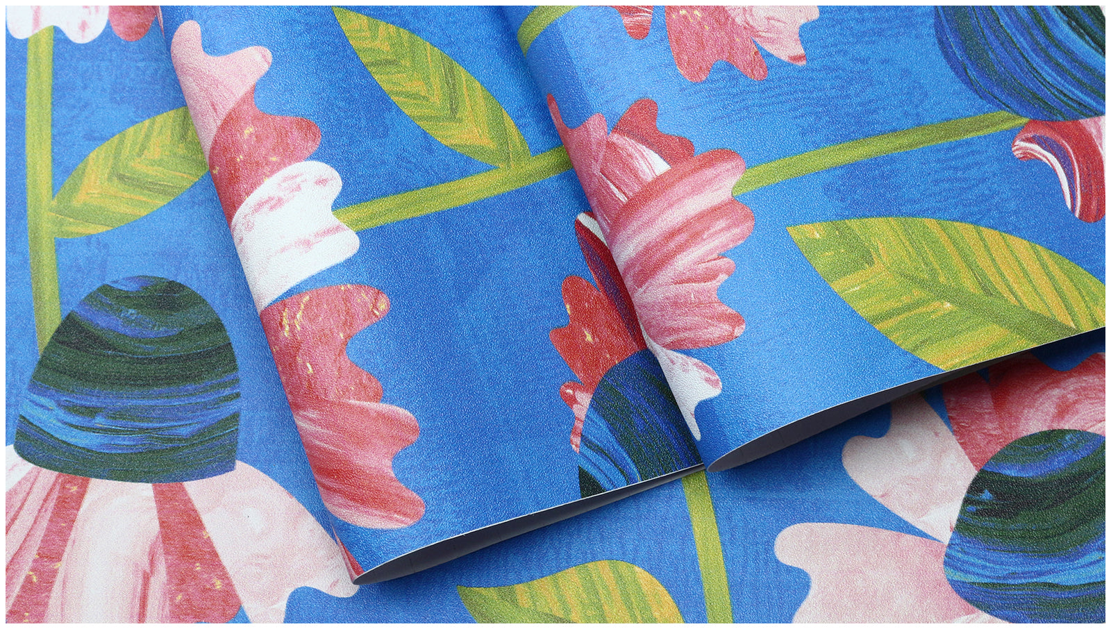 HaokHome Wallpaper Peel and Stick Floral Pink/Blue/Green Modern Wall Decor Living Room Removable Mural