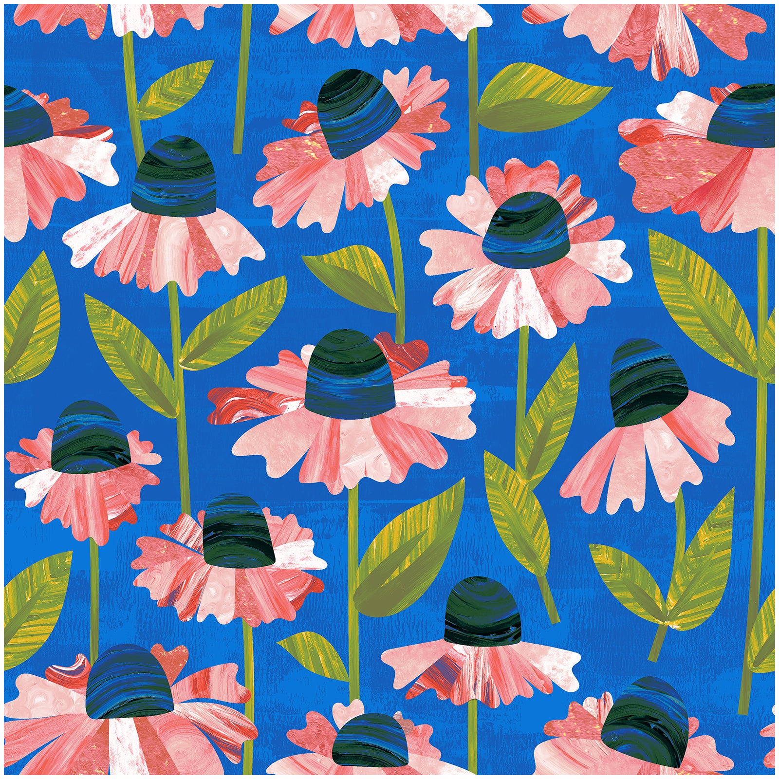 HaokHome Wallpaper Peel and Stick Floral Pink/Blue/Green Modern Wall Decor Living Room Removable Mural