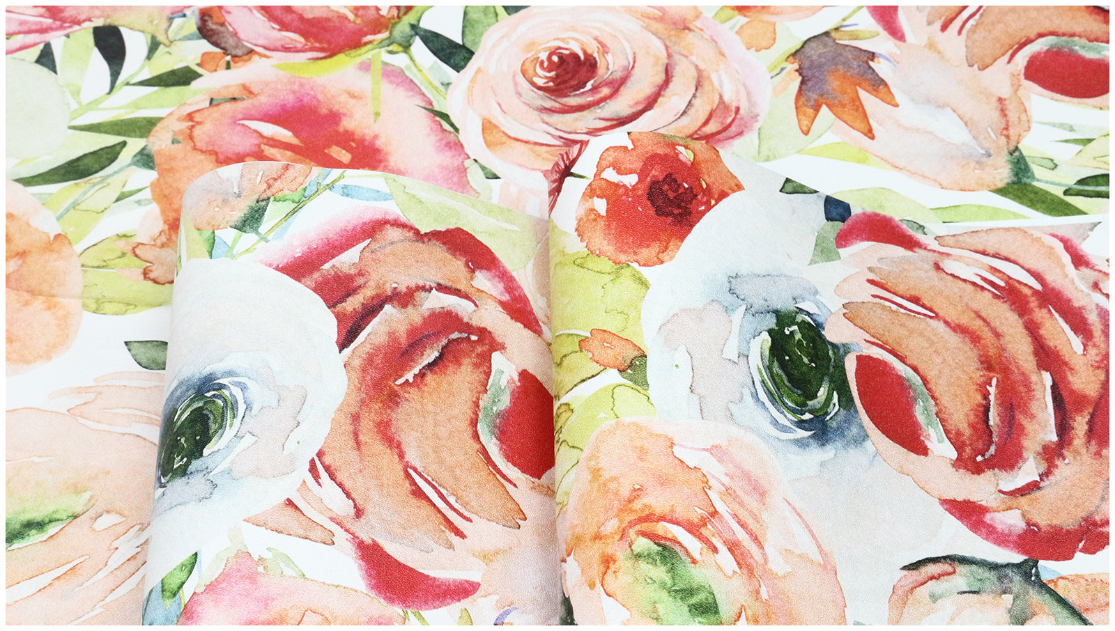 HaokHome Wallpaper Peel and Stick Floral Pink/Peach/Blue Watercolor Wall Decor Living Room Removable Mural