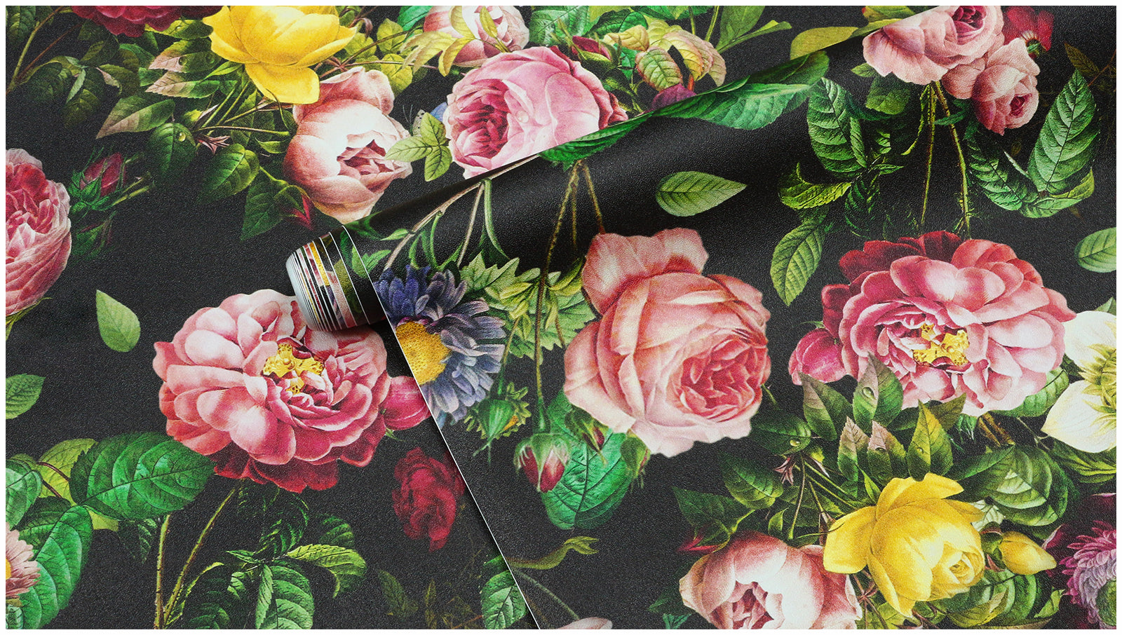 HaokHome Wallpaper Peel and Stick Floral Pink/Red/Yellow Vintage Wall Decor Living Room Removable Mural