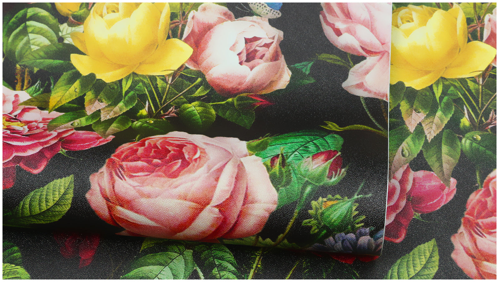 HaokHome Wallpaper Peel and Stick Floral Pink/Red/Yellow Vintage Wall Decor Living Room Removable Mural