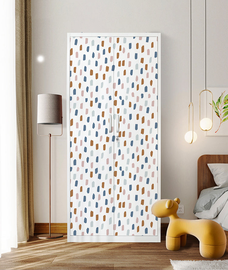 HaokHome Wallpaper Peel and Stick Geometric Abstract Brush Strokes Blue/Pink/Brown Minimalist Wall Decor Removable Mural for Kids' Room & Nursery