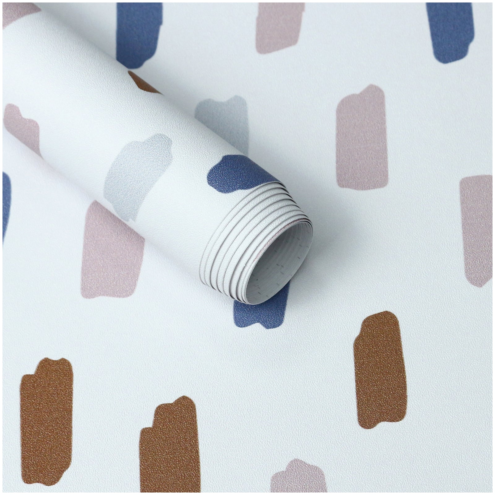 HaokHome Wallpaper Peel and Stick Geometric Abstract Brush Strokes Blue/Pink/Brown Minimalist Wall Decor Removable Mural for Kids' Room & Nursery