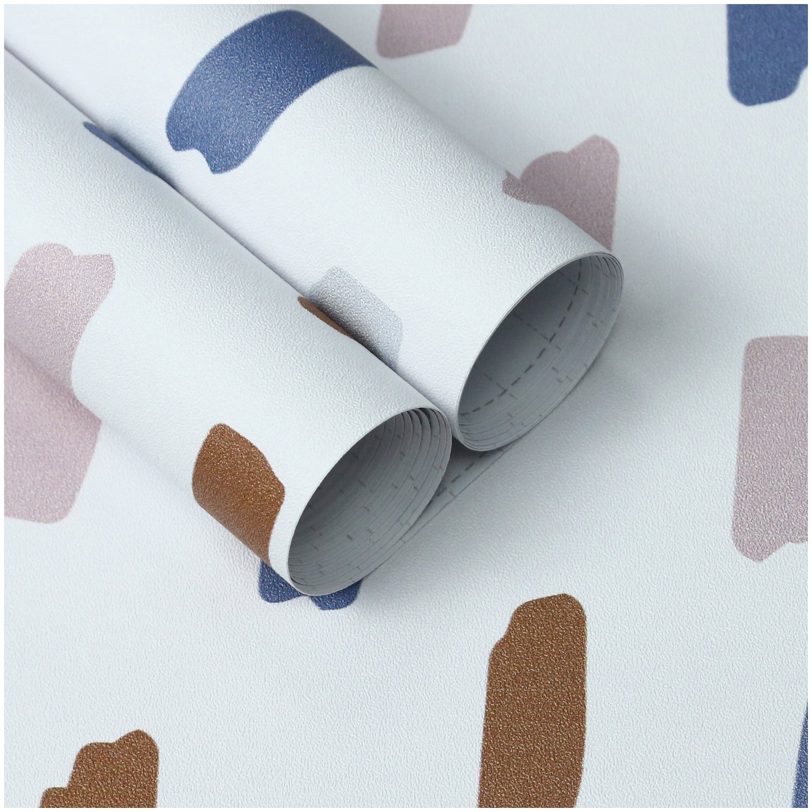 HaokHome Wallpaper Peel and Stick Geometric Abstract Brush Strokes Blue/Pink/Brown Minimalist Wall Decor Removable Mural for Kids' Room & Nursery