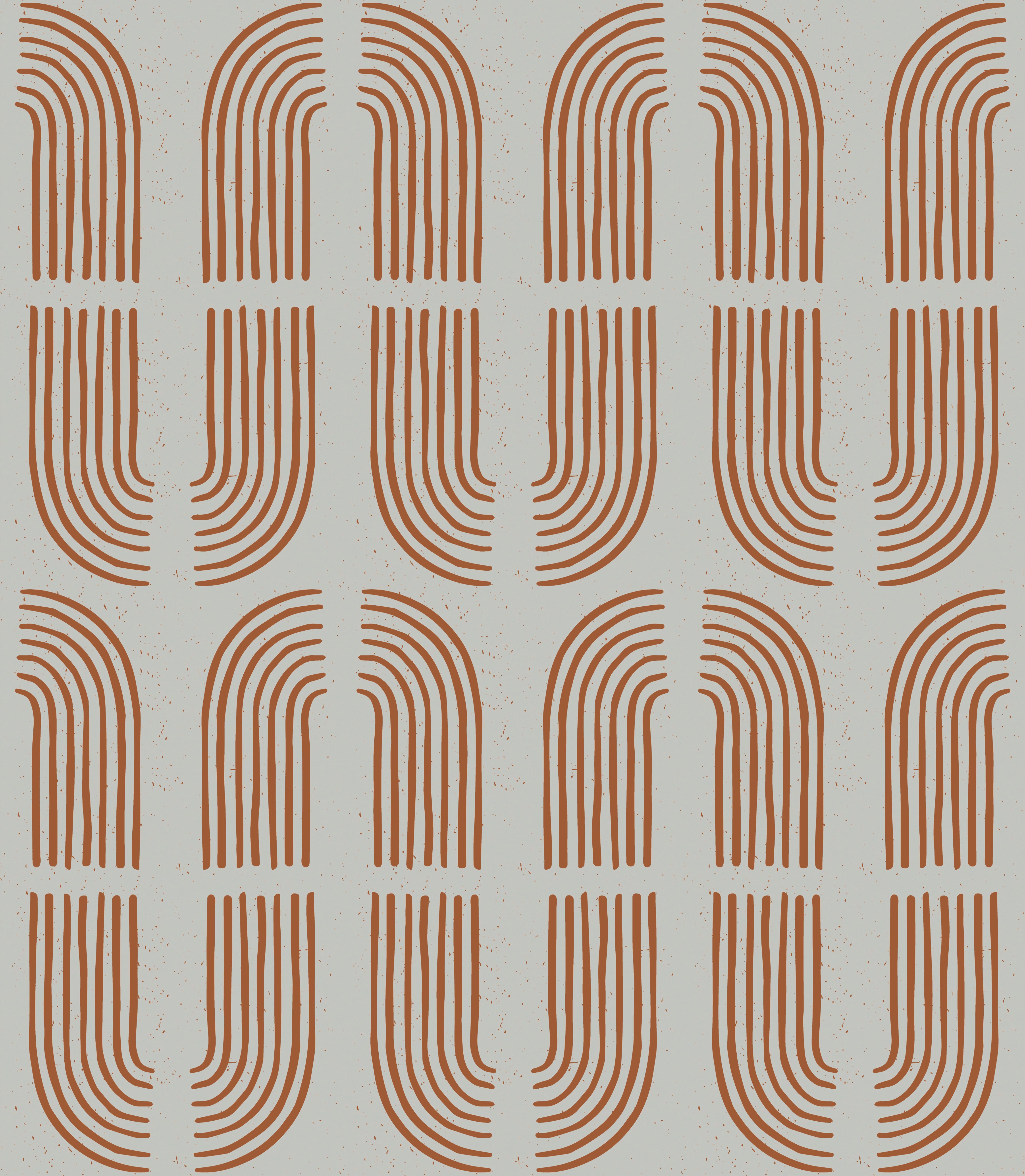 HaokHome Wallpaper Peel and Stick Geometric Curved Line Wall Decor in Terracotta & Blue Removable Mural