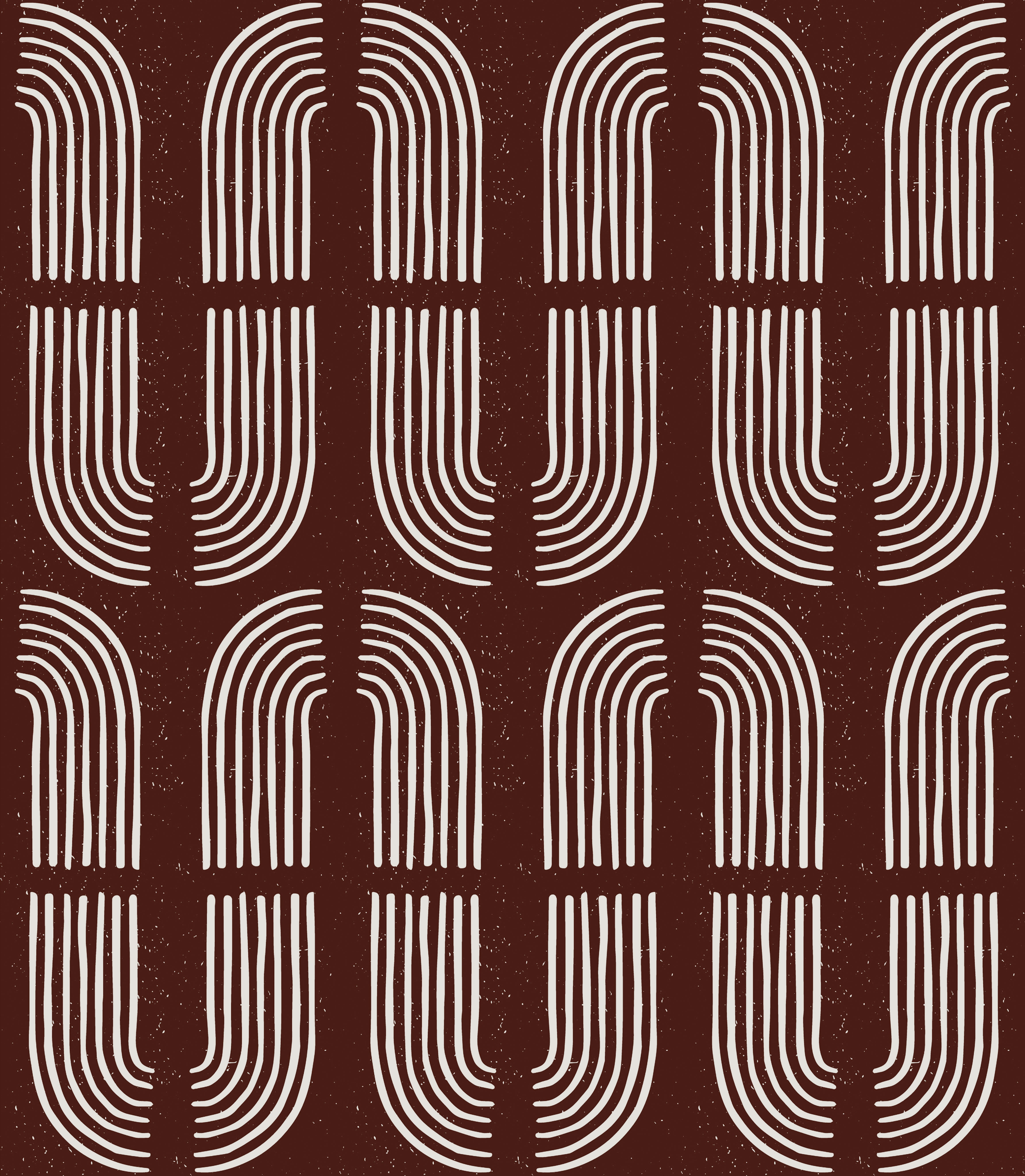 HaokHome Wallpaper Peel and Stick Geometric Curved Line Wall Decor in White & Brown Removable Mural