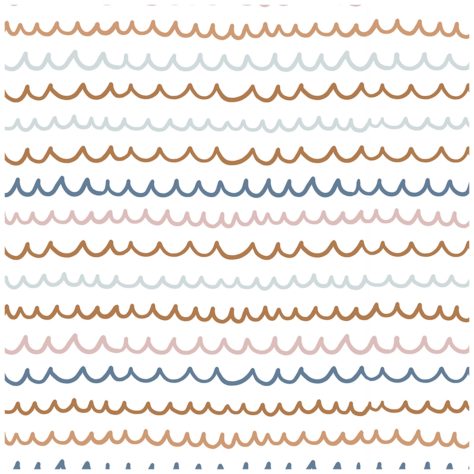 HaokHome Wallpaper Peel and Stick Geometric Wave Pattern Brown/Blue/Pink Minimalist Wall Decor Removable Mural for Kids' Room & Nursery