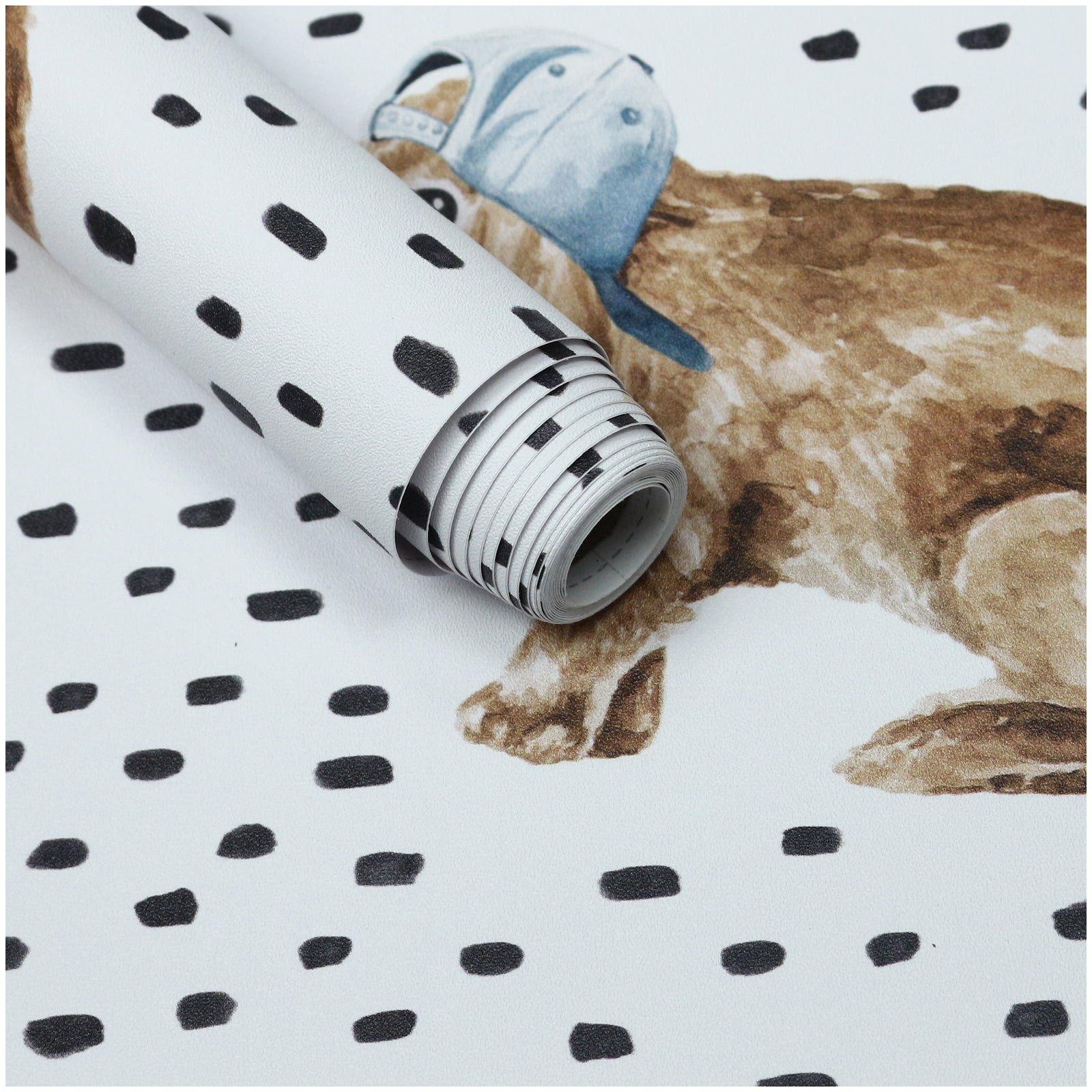 HaokHome Wallpaper Peel and Stick Kids' Room Bunny with Glasses Watercolor Wall Decor Removable Mural for Nursery & Playroom