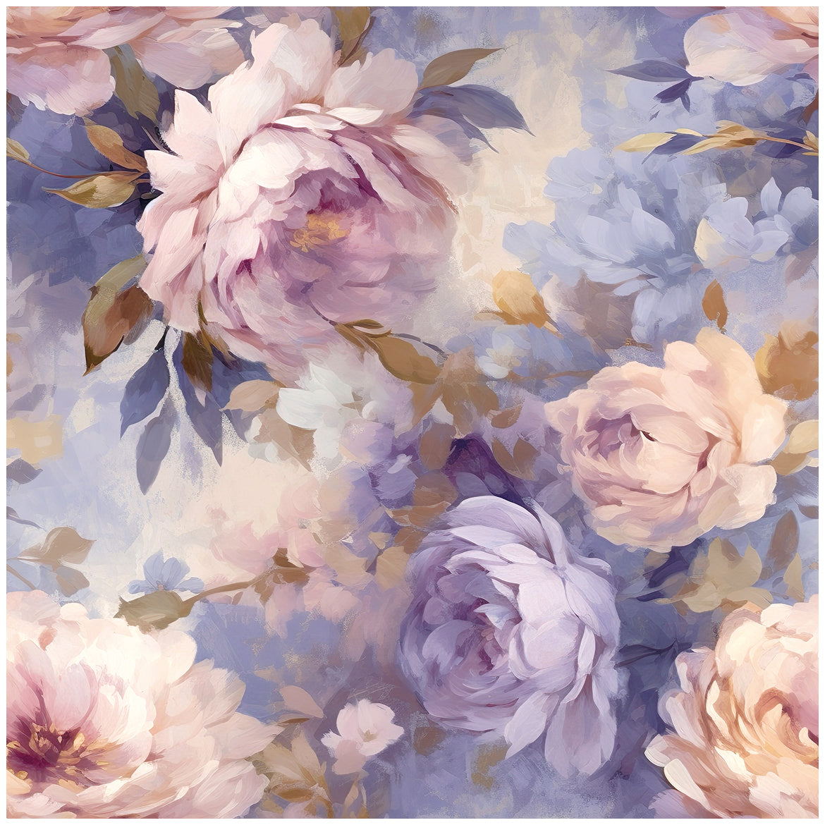 HaokHome Wallpaper Peel and Stick Peony Floral Watercolor Wall Decor in Soft Pink, Purple & Gold Removable Mural