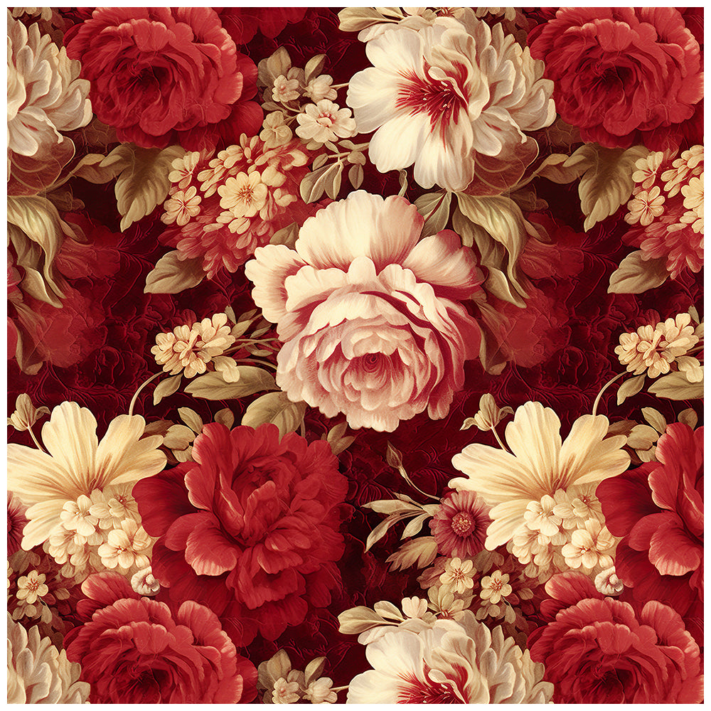 HaokHome Wallpaper Peel and Stick Red and Cream Floral Watercolor Wall Decor Removable Mural