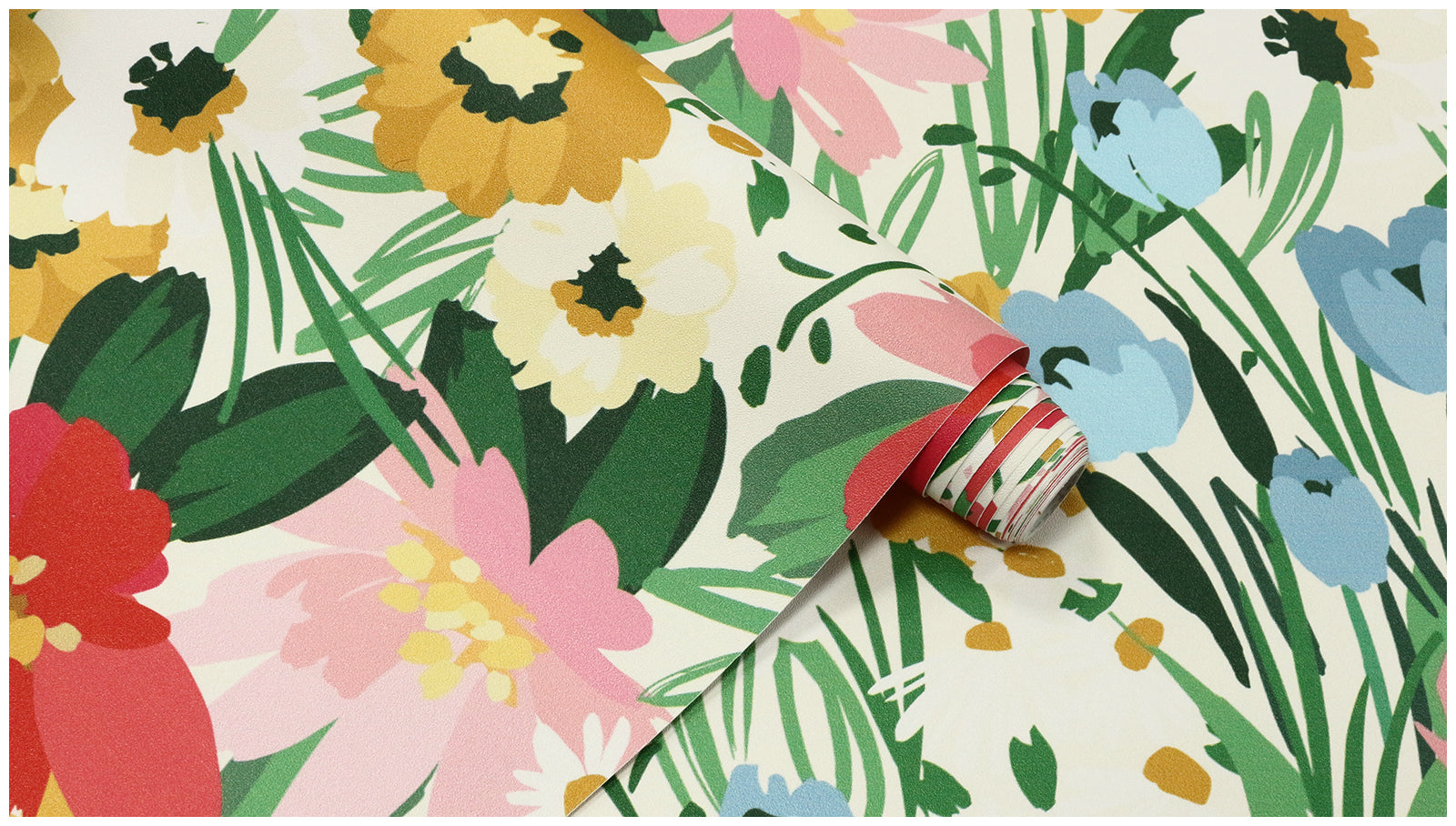 HaokHome Wallpaper Peel and Stick Vibrant Floral Tropical Multicolor Wall Decor Removable Mural for Living Room & Bedroom