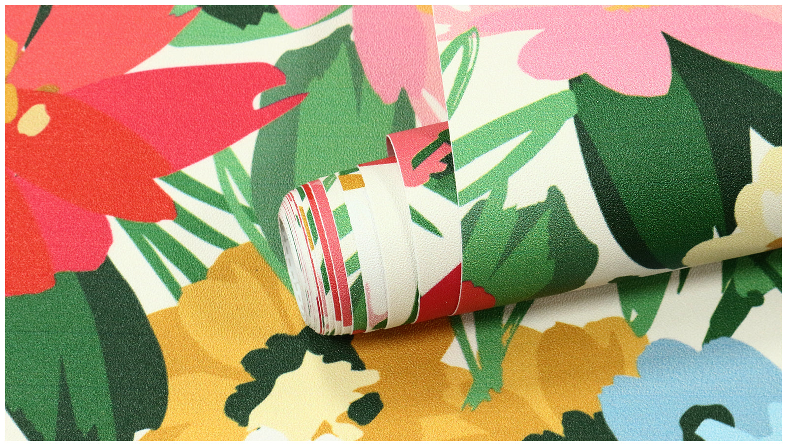 HaokHome Wallpaper Peel and Stick Vibrant Floral Tropical Multicolor Wall Decor Removable Mural for Living Room & Bedroom