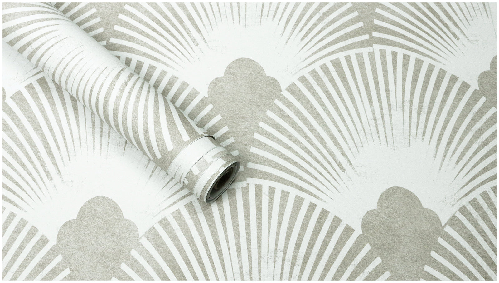 HaokHome Wallpaper Peel and Stick Vintage Fan Gray/White Geometric Retro Wall Decor Bedroom Removable Mural