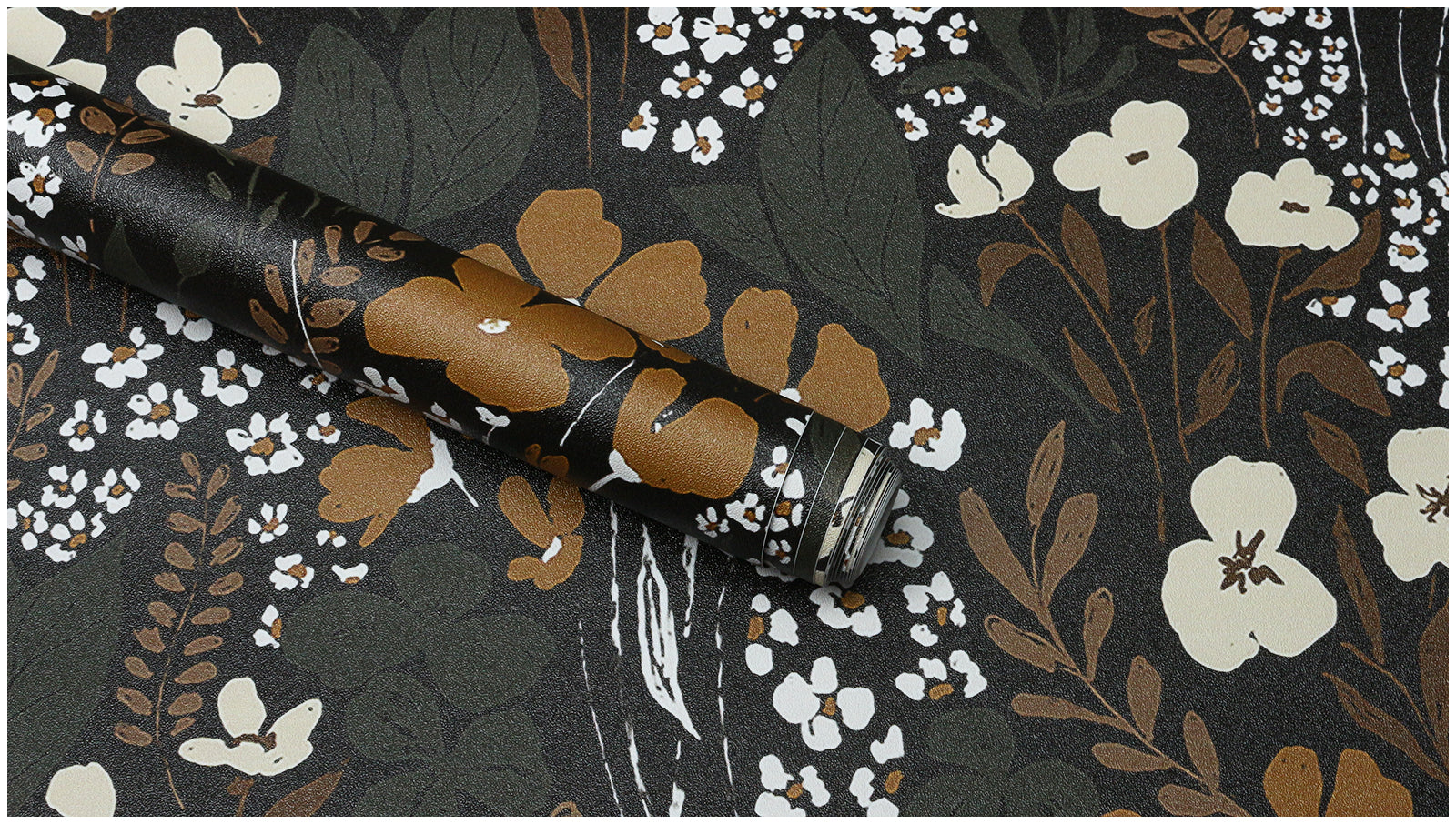 HaokHome Wallpaper Peel and Stick Vintage Floral Black/Gold/Beige Botanical Wall Decor Removable Mural for Bedroom & Living Room