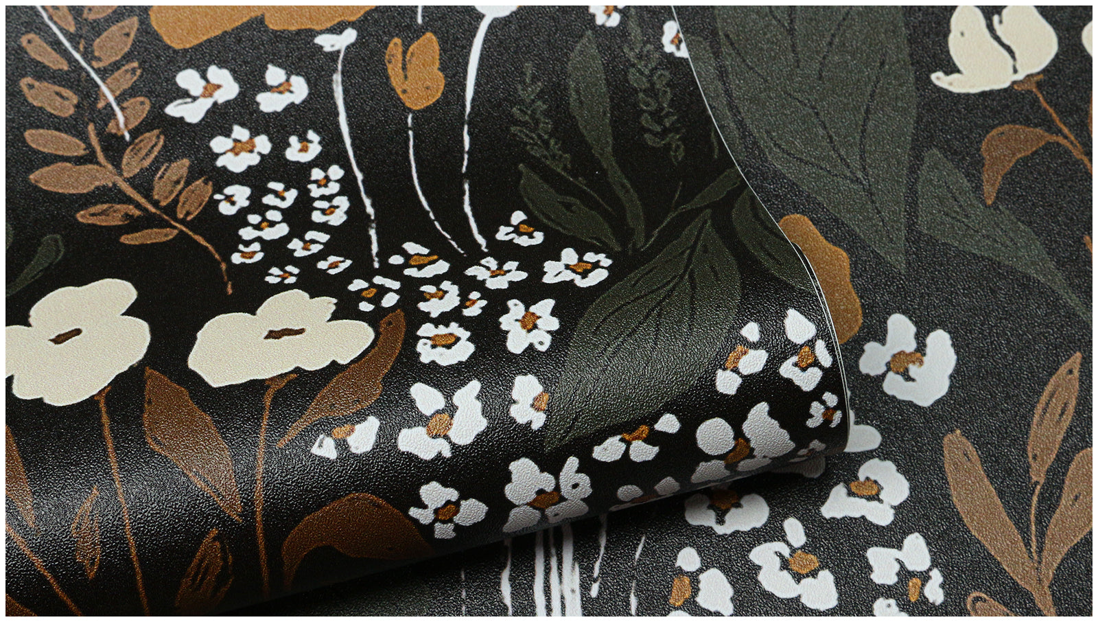 HaokHome Wallpaper Peel and Stick Vintage Floral Black/Gold/Beige Botanical Wall Decor Removable Mural for Bedroom & Living Room