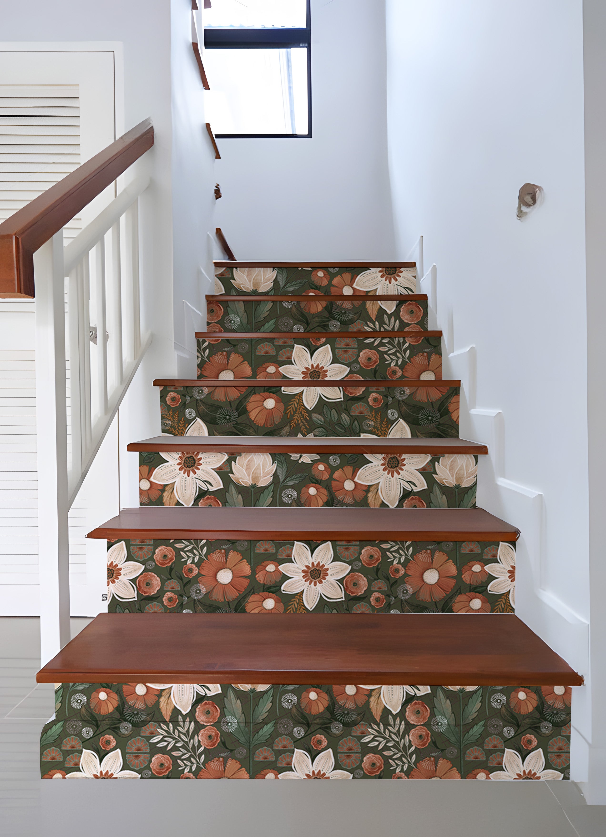 HaokHome Wallpaper Peel and Stick Vintage Floral Olive Green/Beige/Brown Botanical Wall Decor Removable Mural